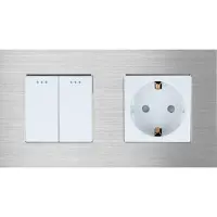 Perfect Switches MECHANISCHE SCHAKELAAR | ALUMINIUM | ZILVER | COMBINATIE TWEEVOUDIGE SCHAKELAAR & WANDCONTACTDOOS