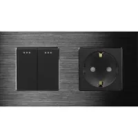 Perfect Switches MECHANISCHE SCHAKELAAR | ALUMINIUM | ZWART | COMBINATIE TWEEVOUDIGE SCHAKELAAR & WANDCONTACTDOOS