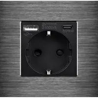 Perfect Switches WANDCONTACTDOOS | USB - USB-C | ALUMINIUM | ZWART | ENKELVOUDIG