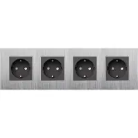 Perfect Switches WANDCONTACTDOOS | ALUMINIUM | ZILVER | ZWART | VIERVOUDIG