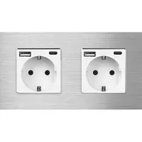 Perfect Switches WANDCONTACTDOOS | USB - USB-C | ALUMINIUM | ZILVER | TWEEVOUDIG