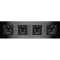 Perfect Switches WANDCONTACTDOOS | ALUMINIUM | ZWART | VIERVOUDIG