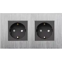 Perfect Switches WANDCONTACTDOOS | ALUMINIUM | ZILVER | ZWART | TWEEVOUDIG