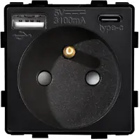 Perfect Switches MODULE | ZWART | WANDCONTACTDOOS | USB | USB-C | FR