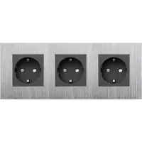 Perfect Switches WANDCONTACTDOOS | ALUMINIUM | ZILVER | ZWART | DRIEVOUDIG
