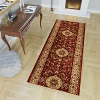 Tapiso Yesemek Tapijtloper Rood Klassiek Woonkamer Gang Vloerkleed Maat- 100x550