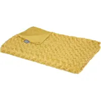 Atmosphera Sprei/deken/plaid - okergeel - polyester - 120 x 160 cm - geknoopt motief - Plaids