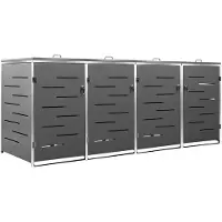 vidaXL Vuilnisbakbox voor 4 containers, 276,5 x 77,5 x 115 cm, roestvrij staal