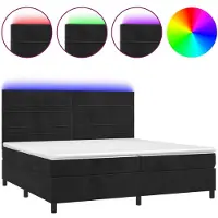 vidaXL Boxspring met matras en LED fluweel zwart 200x200 cm