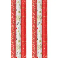 Benza RED PASSION - cadeaupapier - kerstpapier inpakpapier voor kerst - 3 meter x 70 cm - 6 rollen