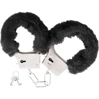 Darkness Pleasure Furry Handcuffs - Handboeien - Zwart