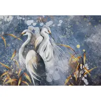 Fotobehang - Reiger - Vogel - Bladeren - Abstracte Achtergrond - Dieren - Vliesbehang - 416x290cm