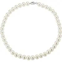 Traveller Collier - Parelketting Dames - Wit - Parels 10 mm - Lengte 50 cm - Zilverkleurig - 740150