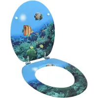 vidaXL Toiletbril met deksel diepzee MDF