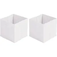 Urban Living Opbergmand/kastmand Square Box - 2x - karton/kunststof - 29 liter - wit - 31 x 31 x 31 cm - Opbergmanden