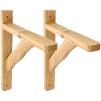 AMIG Plankdrager/planksteun van hout - 2x - lichtbruin - H320 x B280 mm - Tot 105 kg - Plankdragers