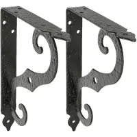 AMIG Plankdrager/steun/muurbeugel Barok - 2x - metaal - zwart - H150 x B115 mm - Tot 90 kg - Plankdragers