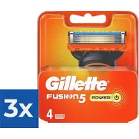 Gillette Fusion5 Power Navulmesjes Voor Mannen 4 stuks - Voordeelverpakking 3 stuks