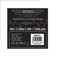 Silver winglinks Koppelbare netverlichting 150 x 150 cm | Warm Wit | 100 lampjes | 230V | Professioneel
