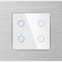 Perfect Switches TOUCH SCHAKELAAR | ALUMINIUM | ZILVER | AAN/UIT | VIERVOUDIG | WIFI + RF
