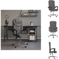 vidaXL bureaustoel met ligfunctie, grijs, kunstleer - Bureaustoelen