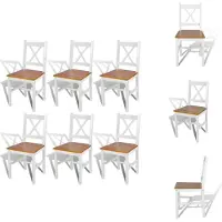 vidaXL Eetkamerstoelen, 6 stuks, wit, grenenhout - Eetkamerstoelen