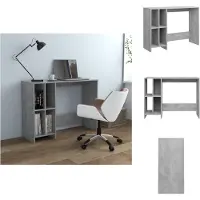 vidaXL Computerbureau, betonkleur, 102,5 x 35 x 75 cm, houtvezel - Bureaus
