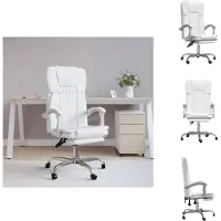 vidaXL bureaustoel met ligfunctie, wit, kunstleer - Bureaustoelen