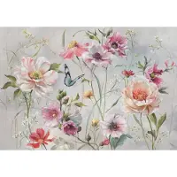 Fotobehang - Bloemen - Vlinders - Natuur - Bloem - Planten - Bladeren - Vliesbehang - 312x219cm (lxb)