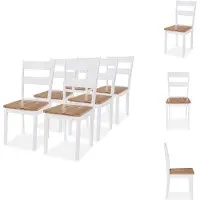 vidaXL Eetkamerstoel - Eetkamerstoelen - Keukenstoelen - Keukenstoel - Eetkamerstoelen 6 st massief rubberwood wit