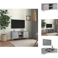 vidaXL Tv-kast - Tv-kasten - Tv-standaard - Tv-standaarden - Tv-meubel met massief houten poten 103,5x35x50 cm betongrijs