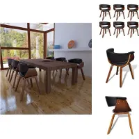 vidaXL Eetkamerstoelen, 6 stuks, met houtnerven en kunstleer - Eetkamerstoelen