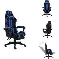 vidaXL Gaming stoel met voetsteun, zwart en blauw, kunstleer - Kantoelstoelen