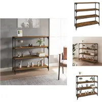 vidaXL Boekenkast 100x33x100 cm bewerkt hout en staal gerookt eiken