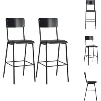 vidaXL Barstoel - Barstoelen - Barkruk - Barkrukken - Barstoelen 2 st massief multiplex staal zwart