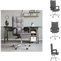 vidaXL bureaustoel met ligfunctie, grijs, kunstleer - Bureaustoelen