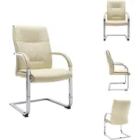 vidaXL Draaistoel voor kantoor, crèmekleurig, kunstleer - Kantoelstoelen