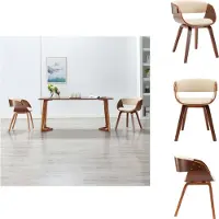 vidaXL Eetkamerstoel, crème kleur, met beukenframe en kunstleer - Eetkamerstoelen