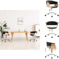 vidaXL Draaibare bureaustoel, zwart, beukenhout en kunstleer - Bureaustoelen