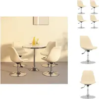 vidaXL Eetkamerstoelen, 4 stuks, draaibaar, crème kleurig, met stoffen bekleding - Eetkamerstoelen