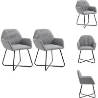 vidaXL Eetkamerstoel - Eetkamerstoelen - Bijzetstoel - Bijzetstoelen - Eetkamerstoelen 2 st stof lichtgrijs
