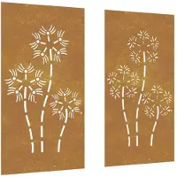 vidaXL Wanddecoratie tuin 2 st bloemenontwerp 105x55 cm cortenstaal