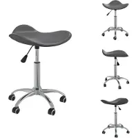 vidaXL Eetkamerstoel, draaibaar, grijs, kunstleer - Eetkamerstoelen