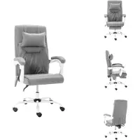 vidaXL Massagestoel voor kantoor, grijs, met stoffen bekleding - Kantoelstoelen
