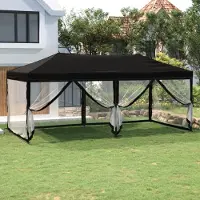 The Living Store De Living Store partytent, inklapbaar met zijwanden, zwart, 3x6 meter