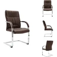 vidaXL Draaistoel voor kantoor, bruin, kunstleer - Kantoelstoelen