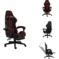vidaXL Gaming stoel met voetsteun, zwart en wijnrood, kunstleer - Kantoelstoelen