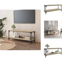 vidaXL Tv-meubel 100x33x41 cm bewerkt hout en staal sonoma eikenkleur