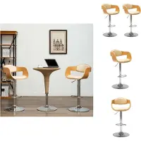 vidaXL Barstoel - Barstoelen - Stoel - Stoelen - Barkrukken 2 st gebogen hout en kunstleer crèmekleurig