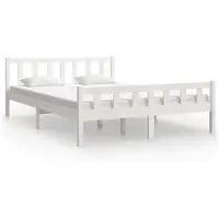 vidaXL Bedframe massief hout wit 150x200 cm